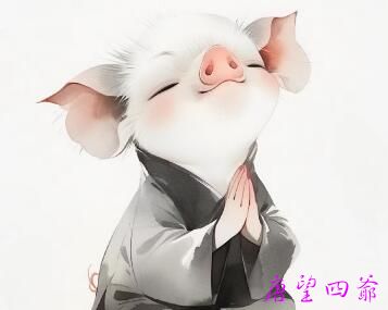 在草地冥想的猪仔